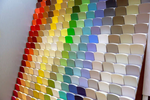 color swatches in rainbow order