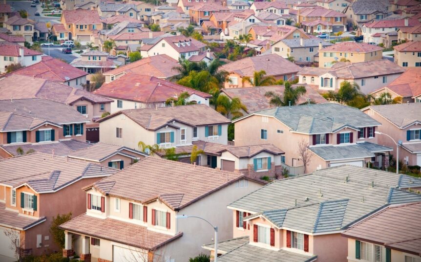 multiple homes with red roofs